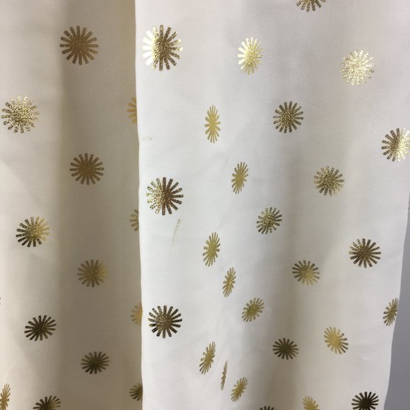 NWT LC LAUREN CONRAD Beige Gold Print Tie Back Collar Short Sleeve Shirt - Picture 10 of 11